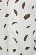 White Leaf-printed Cotton Shirt